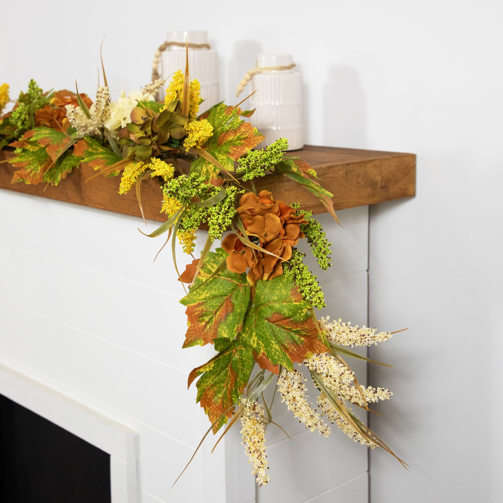 5ft. Flowers with Wheat Artificial Fall Harvest Garland
